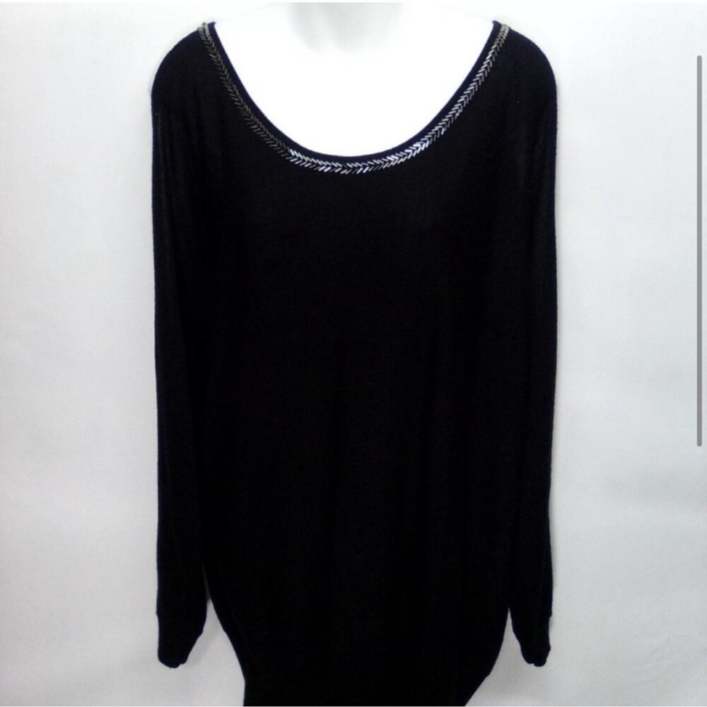 Lane Bryant Black Sweater with Embroidered Neckline. Lack Size 22/24
